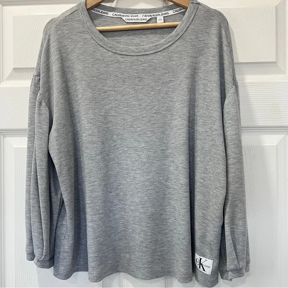 Calvin Klein Womens Gray Long Sleeve Top Size Large - Picture 1 of 6